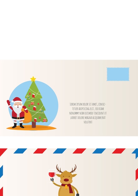 Free vector letters with christmas envelopes