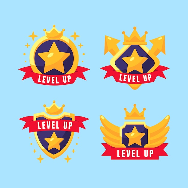 Free vector level up label collection