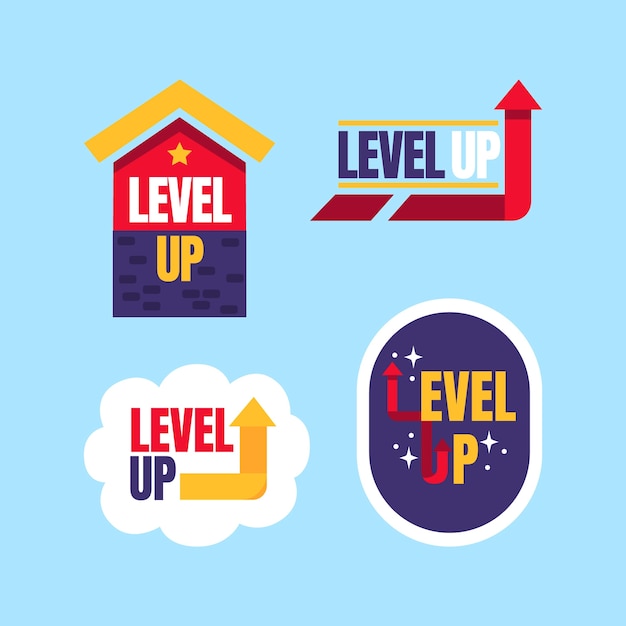 Free vector level up label collection