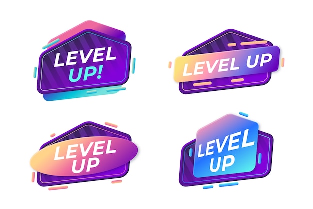 Free vector level up label collection