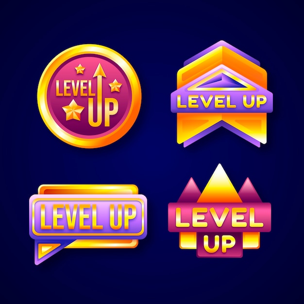 Free vector level up label collection