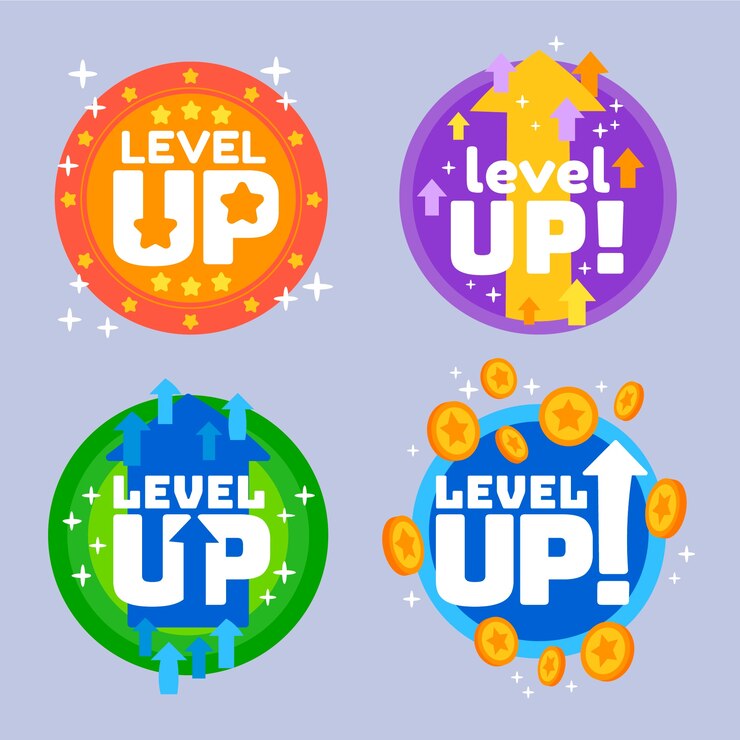 Free Vector level up label collection