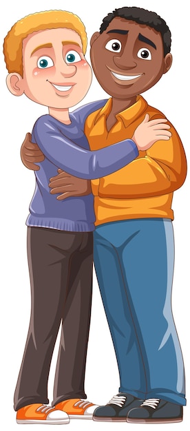 Бесплатное векторное изображение Лгбт-гей-пара разных рас