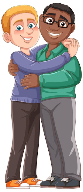 Free vector lgbt gay couple different races