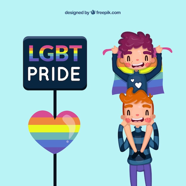 Free vector lgbt pride background with cute couple