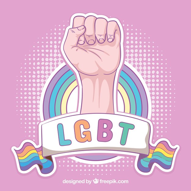 Lgbt pride background with hand