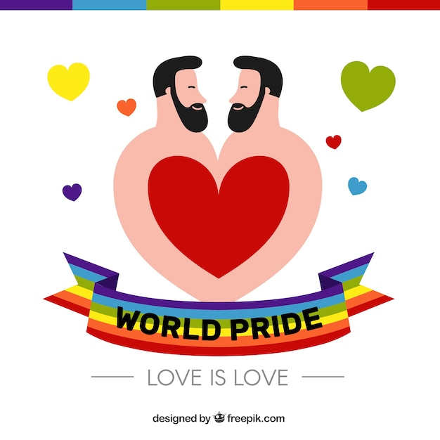 Free vector lgbt pride background with two men