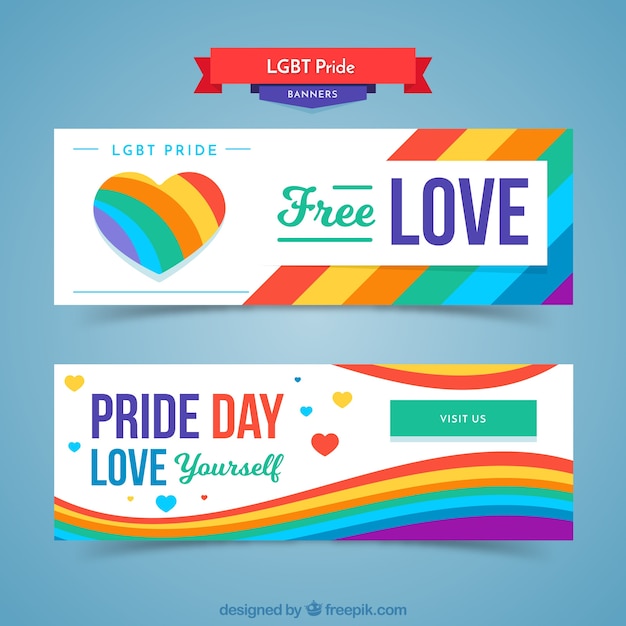 Free vector lgbt pride banners in flat style