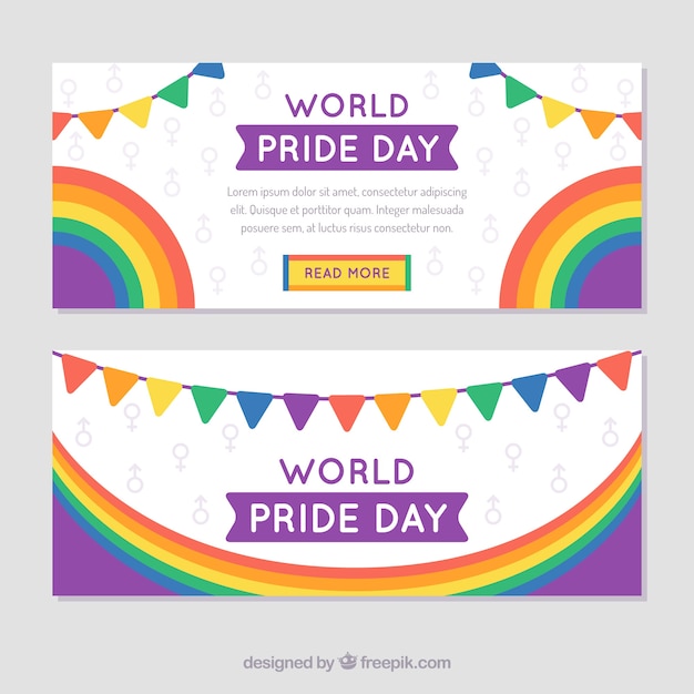 Free vector lgbt pride banners in flat style