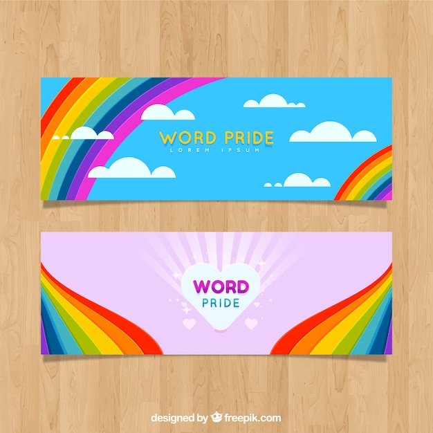 Lgbt pride banners in flat style