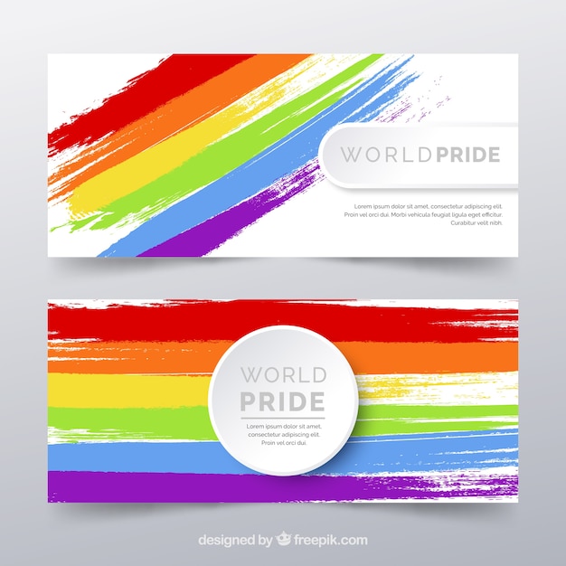 Free vector lgbt pride banners in flat style