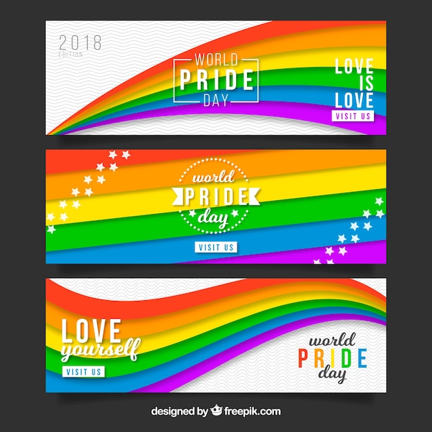 Lgbt pride banners in flat style