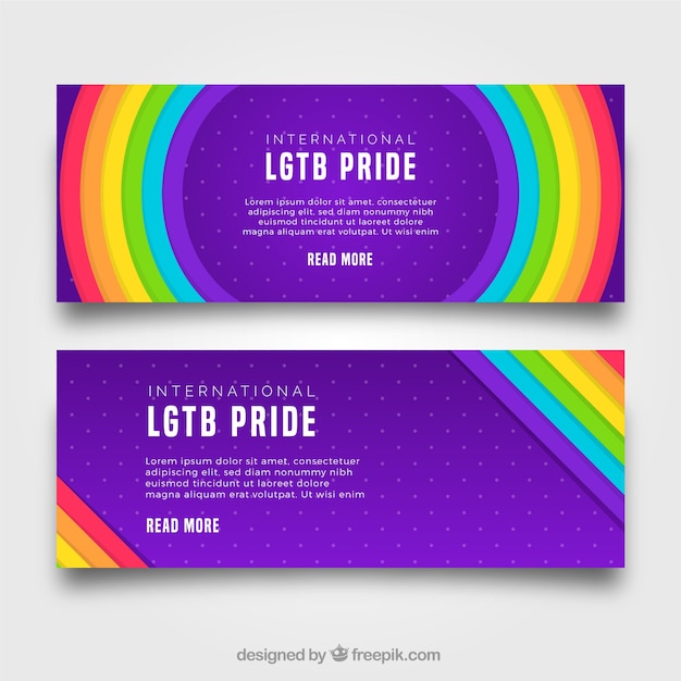 Lgbt pride banners in flat style