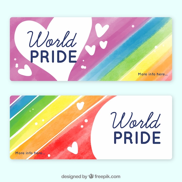 Lgbt pride banners in hand drawn style