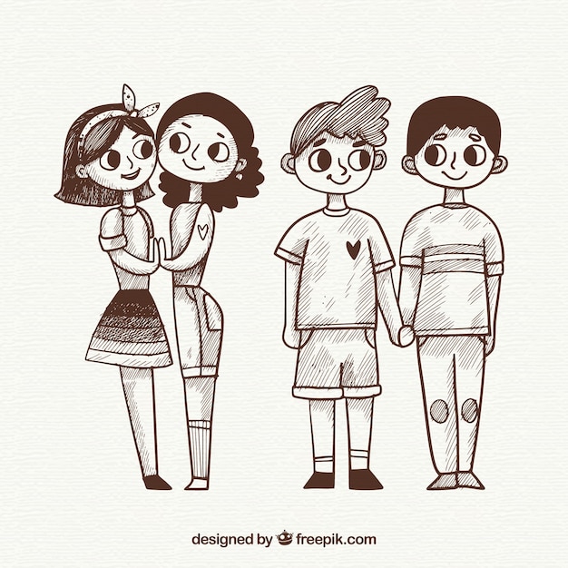 Free Vector lgbt pride couples collection in hand drawn style