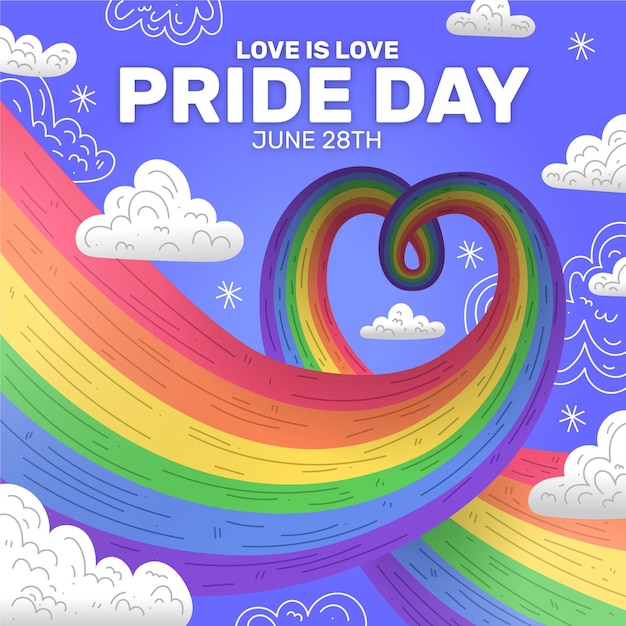 Giorno di orgoglio arcobaleno nel cielo