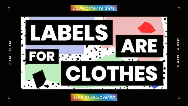 LGBTQ template vector with labels are for clothes quote for blog banner