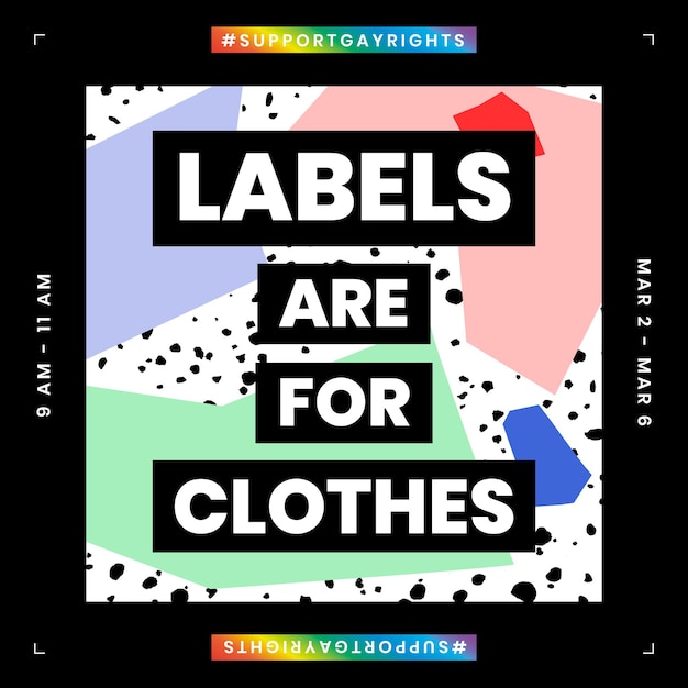 LGBTQ template vector with labels are for clothes quote for social media post