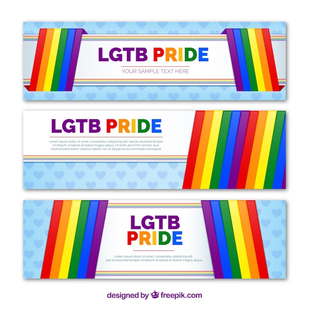 Lgtb pride banners with colorful lines