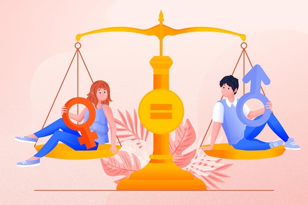 Free vector libra and gender equality concept