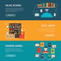 Free vector library flat banners set