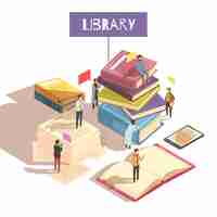 Free vector library isometric illustration