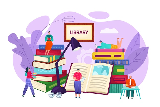 Download Free Vector | Library bookshelf