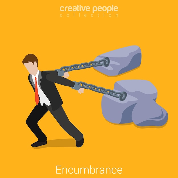 Life encumbrance tie drag concept illustration