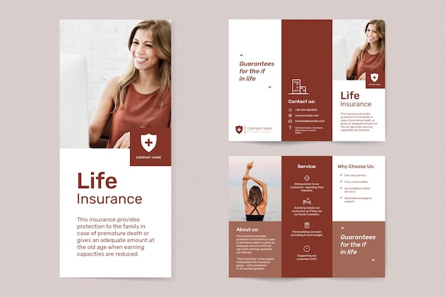 Life insurance template vector with editable text set