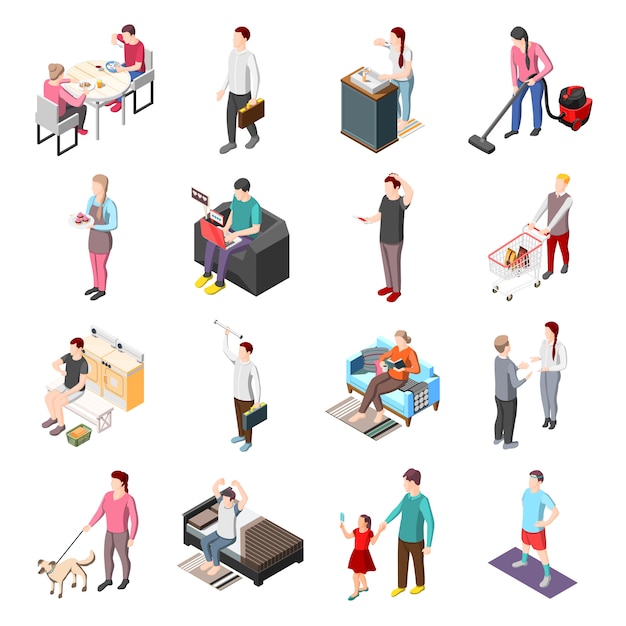 Free vector life of ordinary people isometric characters