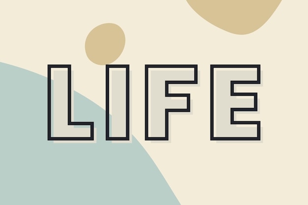 Free vector life typography on a green and beige background vector