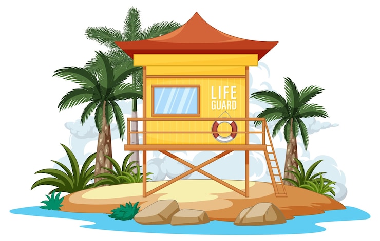 Free Vector lifeguard tower on tropical beach