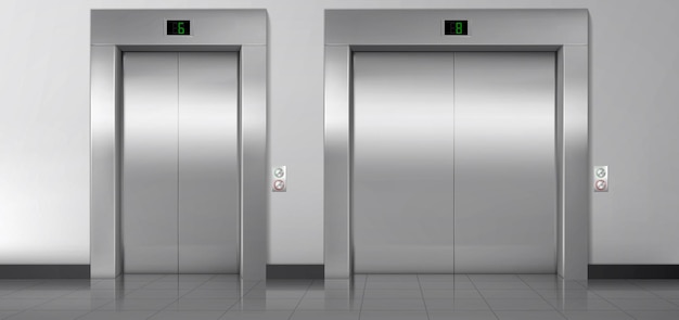 무료 벡터 도어, 서비스 및화물 폐쇄 엘리베이터를 들어 올립니다.