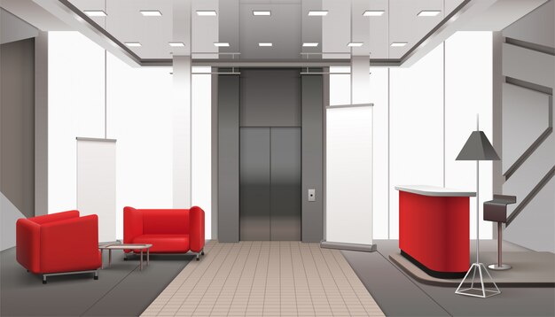 Lift Lobby Realistic Interior