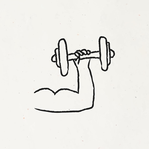 Free vector lifting a dumbbell doodle style vector