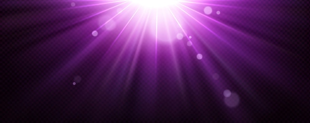 Free vector light background with purple beams and flare 3d