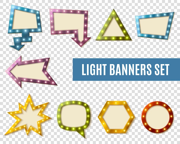 Free vector light banners transparent set