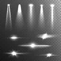 Free vector light beams white on black composition