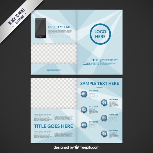 Free vector light blue brochure