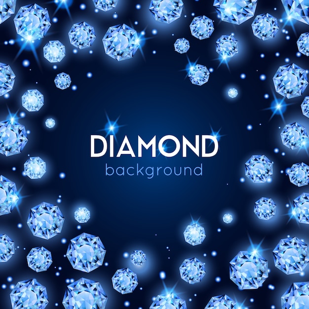 무료 벡터 동그라미에 다이아몬드의 사금과 밝은 파란색 보석 다이아몬드 배경