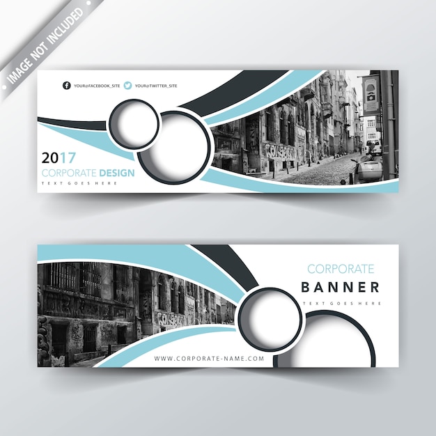 Free vector light blue corporate ad banners