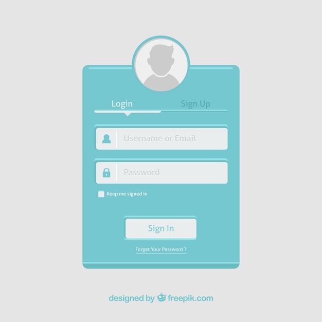 Free vector light blue login form template