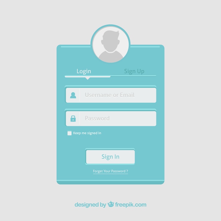 Free Vector light blue login form template