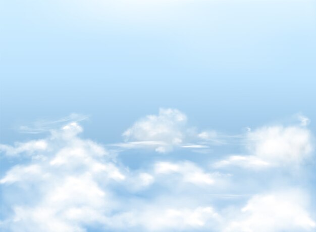白い雲、現実的な背景、天と自然のバナーとライトブルーの空。