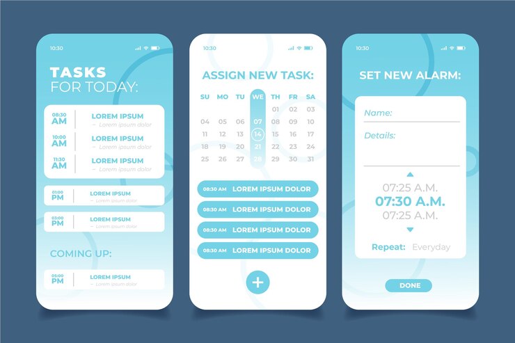 Free Vector light blue task management mobile app