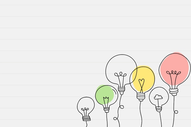 Vettore gratuito doodle della lampadina che assorbe una carta