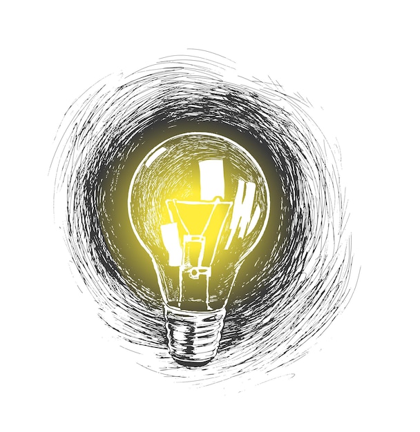 Light Bulb Hand Drawn Sketch Vector illustration