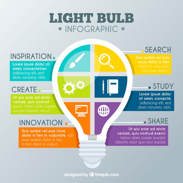 Free vector light bulb infographic in flat design