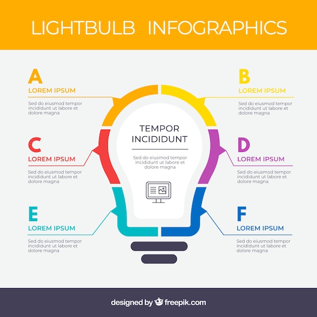 Light bulb infographic in flat design