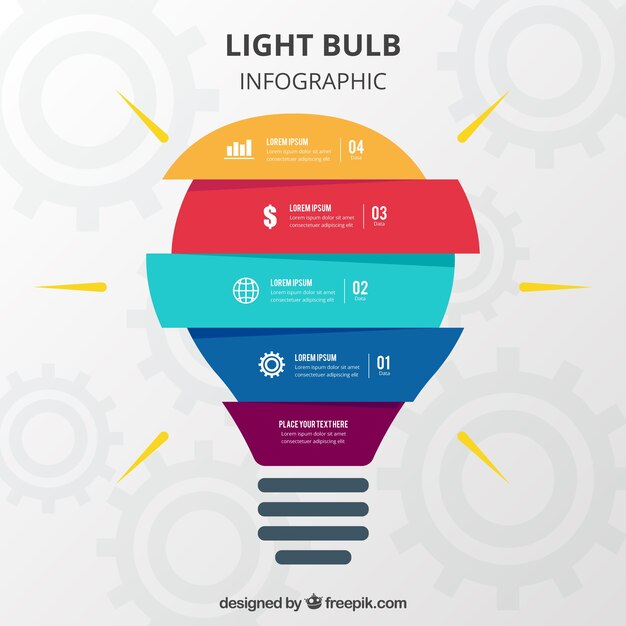 Светодиодная лампа инфографическая в плоском дизайне
